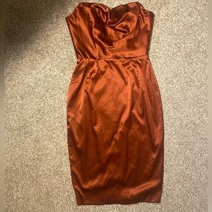 Oh Polly Rust Strapless Dress